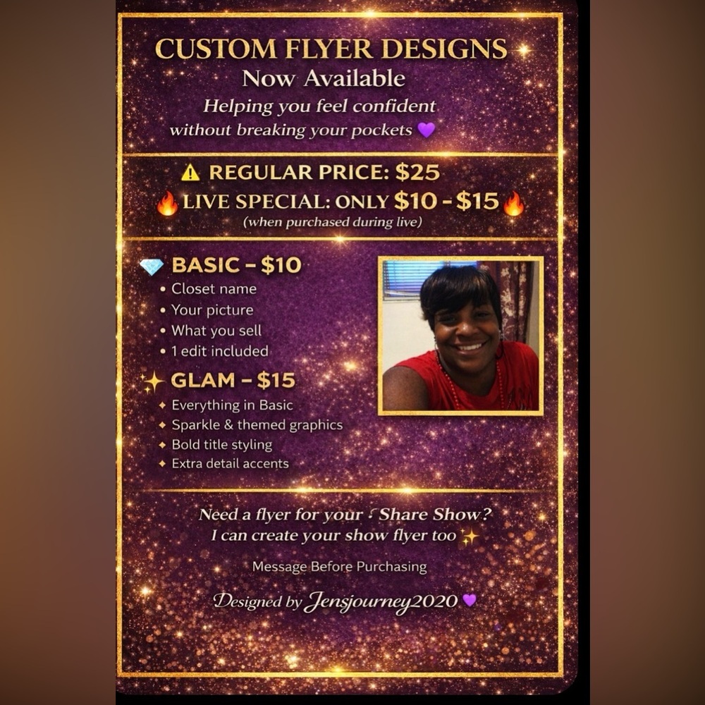 Custom Flyer Design Service always $15 during live shows reg $25 outside live